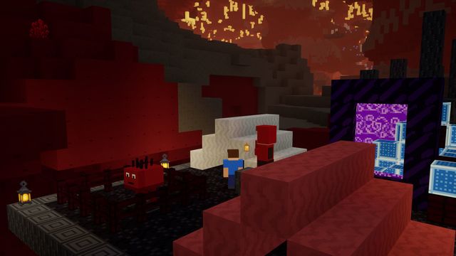 The red caverns of the Ember Deep with a glowing portal