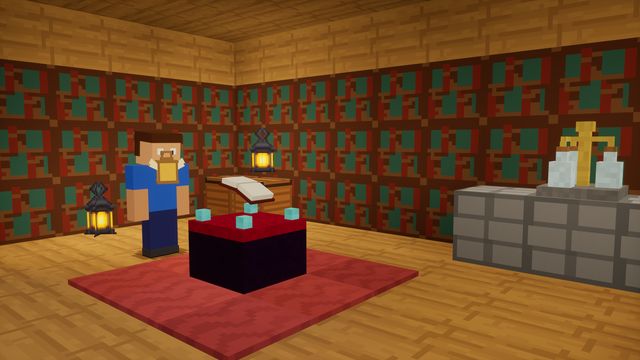 A cosy library with bookshelves and an enchanting table